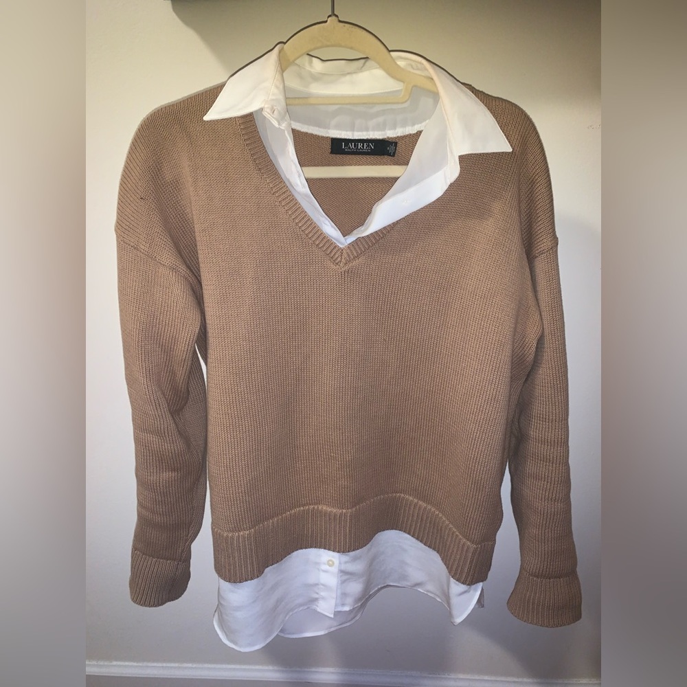 Ralph Lauren - Light Brown Mixed Media Sweater